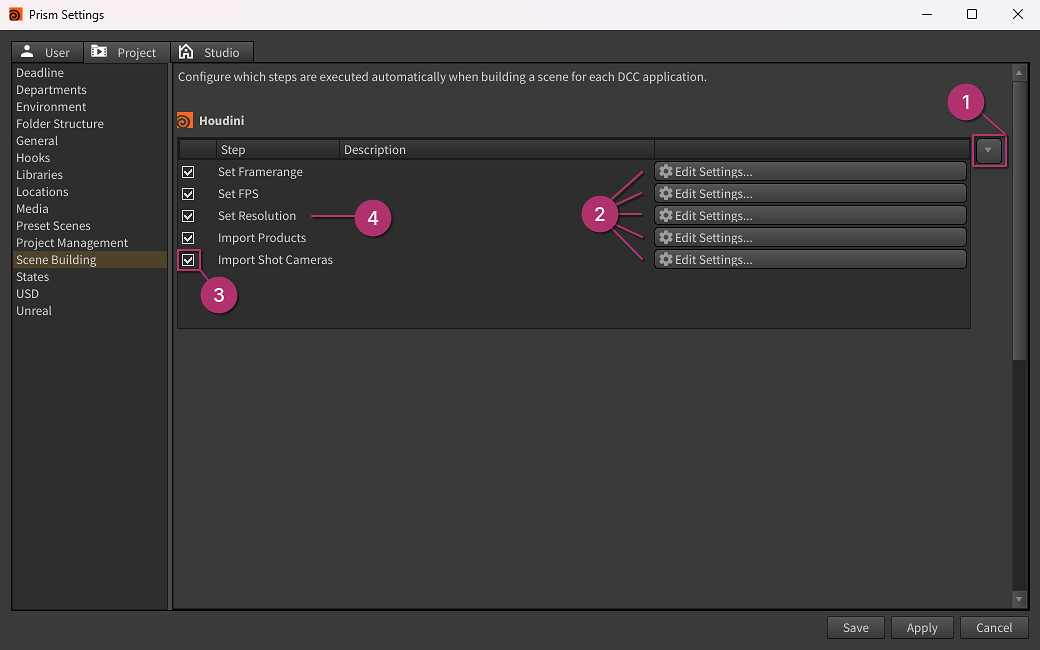 [Scene Building - Houdini Settings]