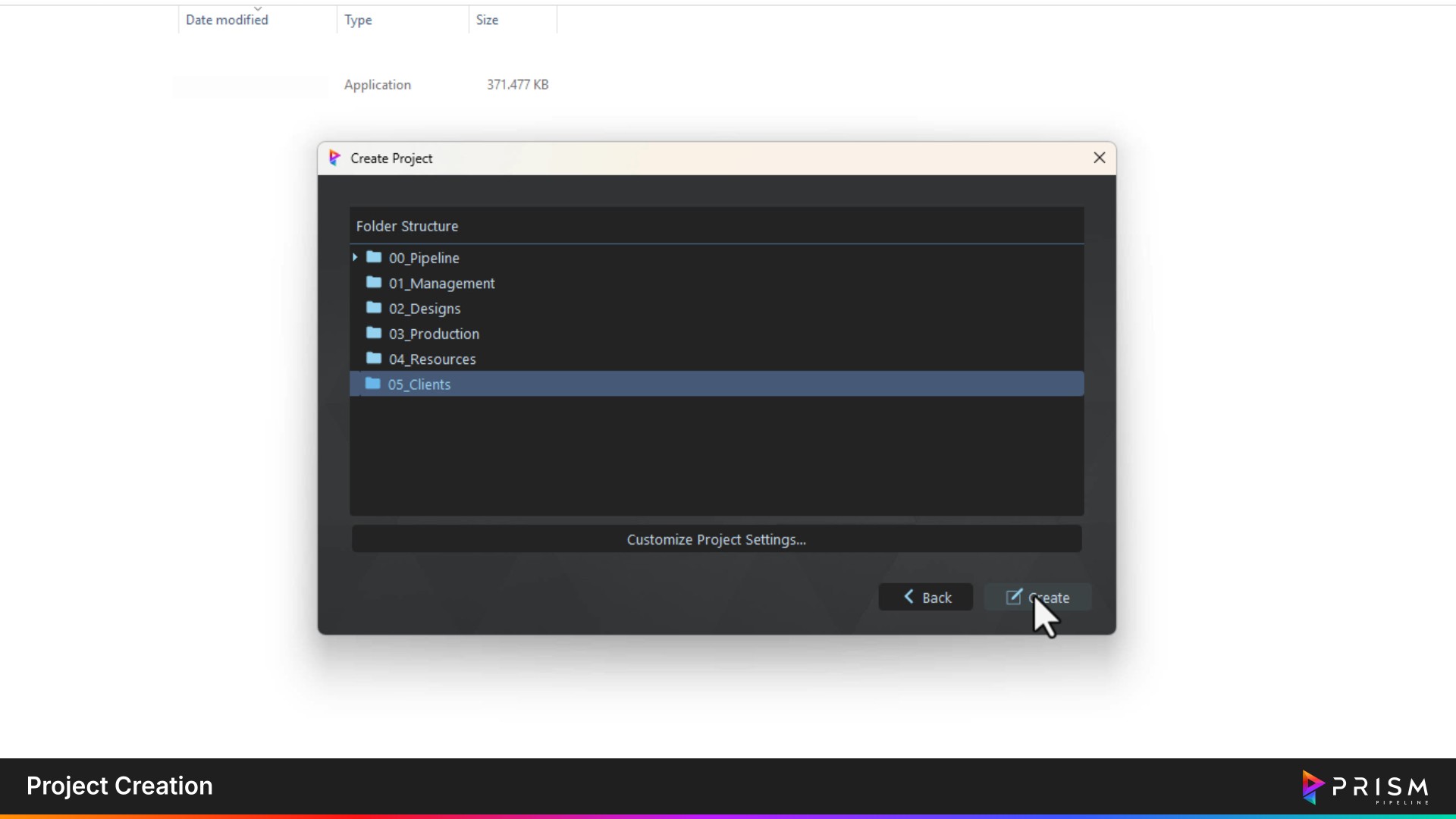 Project Creation — Prism Pipeline Documentation